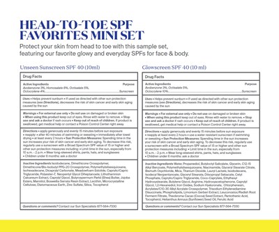 Front Card Insert (Head To Toe Spf Favorites Mini Set Card Insert Front)